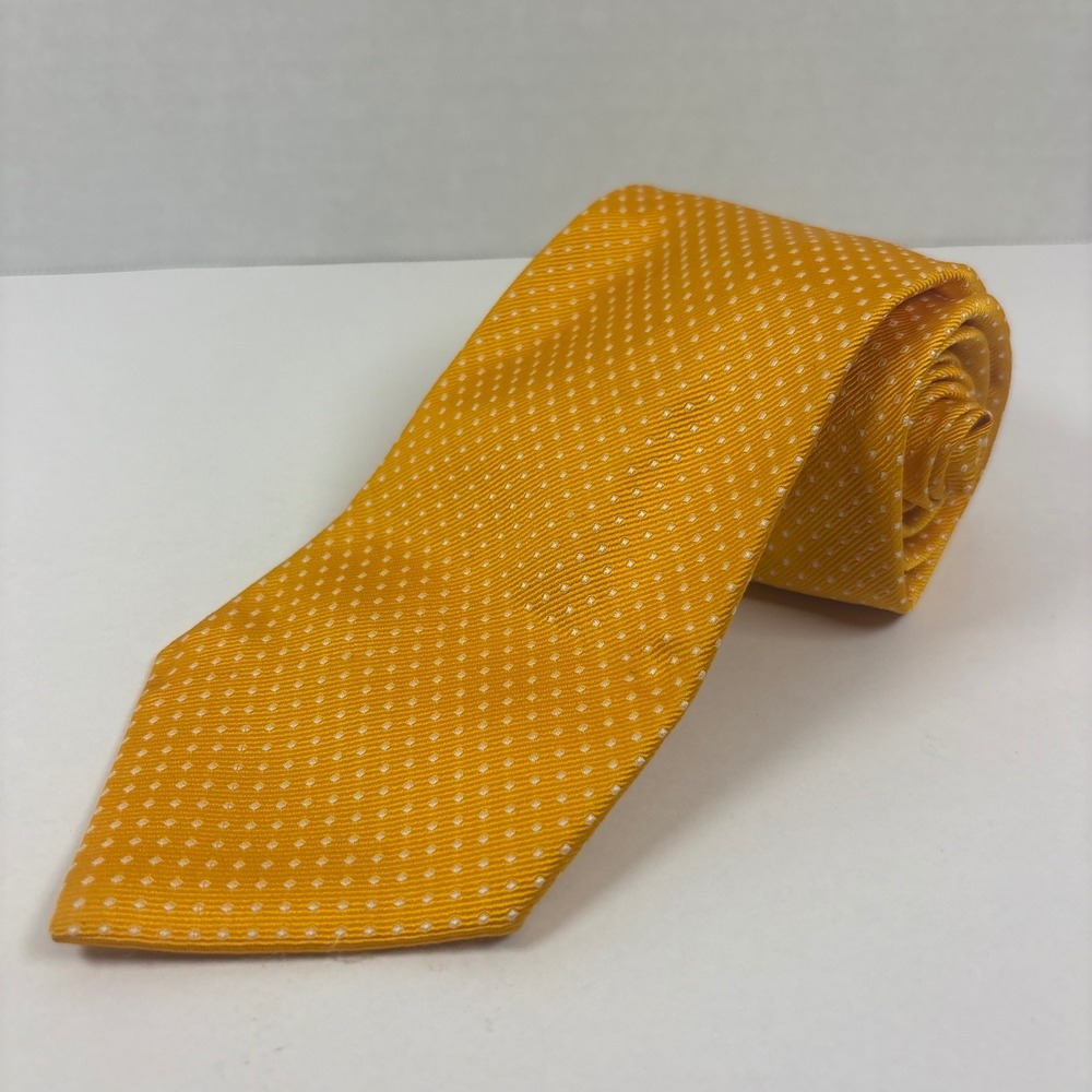 Veuve Clicquot Necktie Mens OS Orange Silk Micro Dot Made in France Luxury Tie